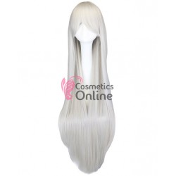 Peruca din fibra sintetica cu par lung cu breton de 100 cm drept Blond Silver 95551001001